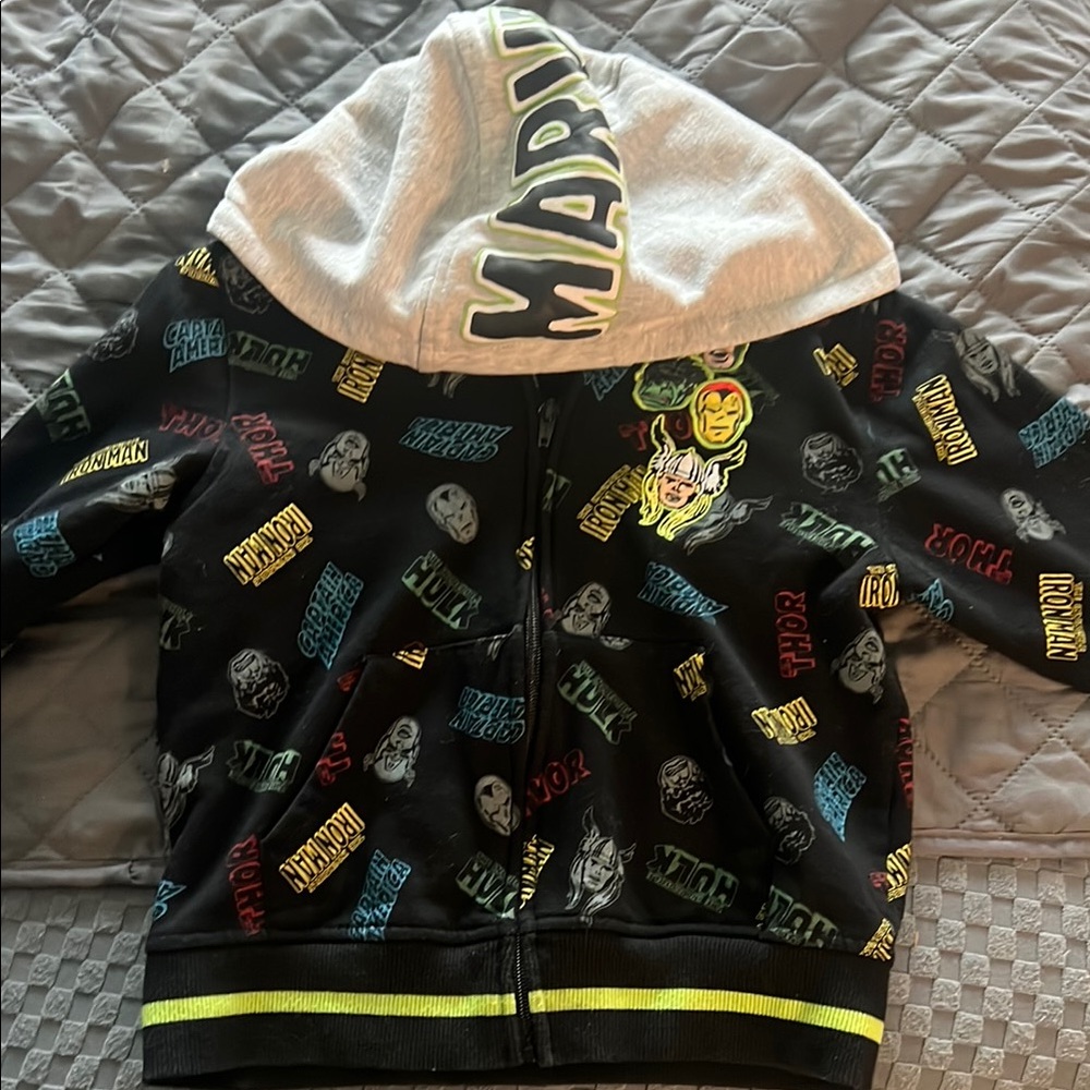 Marvel Kids Black Hoodie with Colorful Graphics